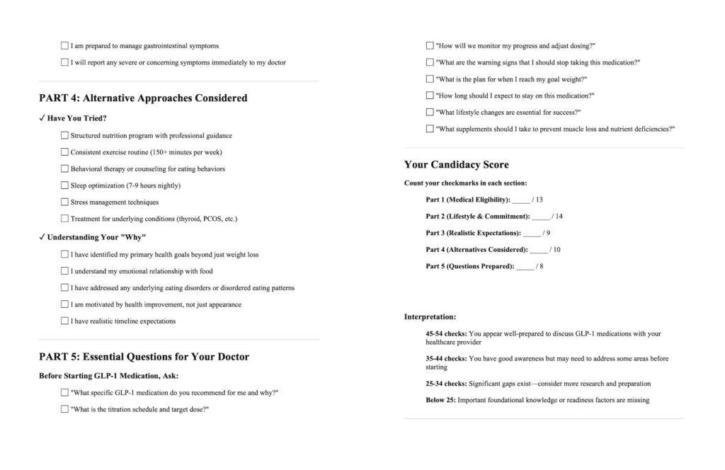 GLP-1 Candidate Checklist Screening